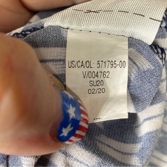 Banana Republic Navy Blue White Floral Tie Waist Dress Long Sleeve size 2 - Picture 11 of 12